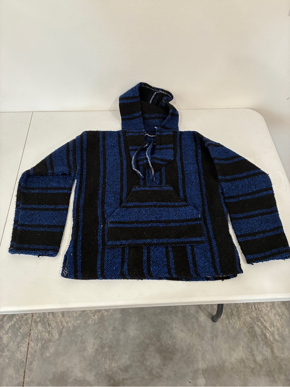 Blue & Black Striped Baja Hoodie / Drug Rug Pullover